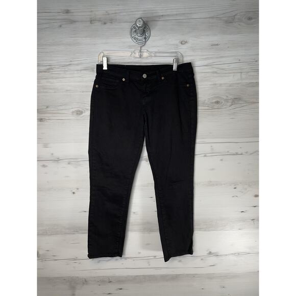 Lucky Brand Jeans Womens 8 Black Capri Zip Fly 5-Pocket Mid Rise Denim Cropped - Picture 1 of 11